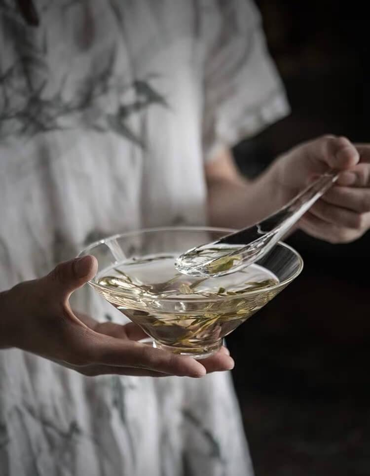 Airi Simple Glass Tea Bowl & Spoon Set