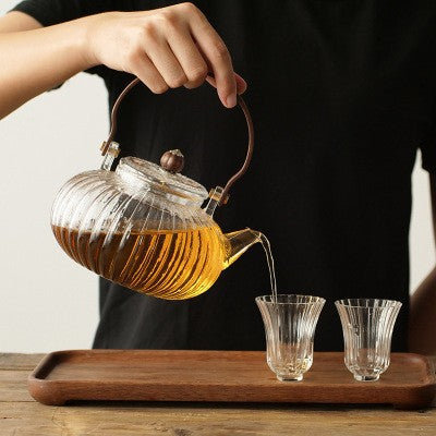 Tsubasa Hammer Petal Teapot with Bamboo Handle