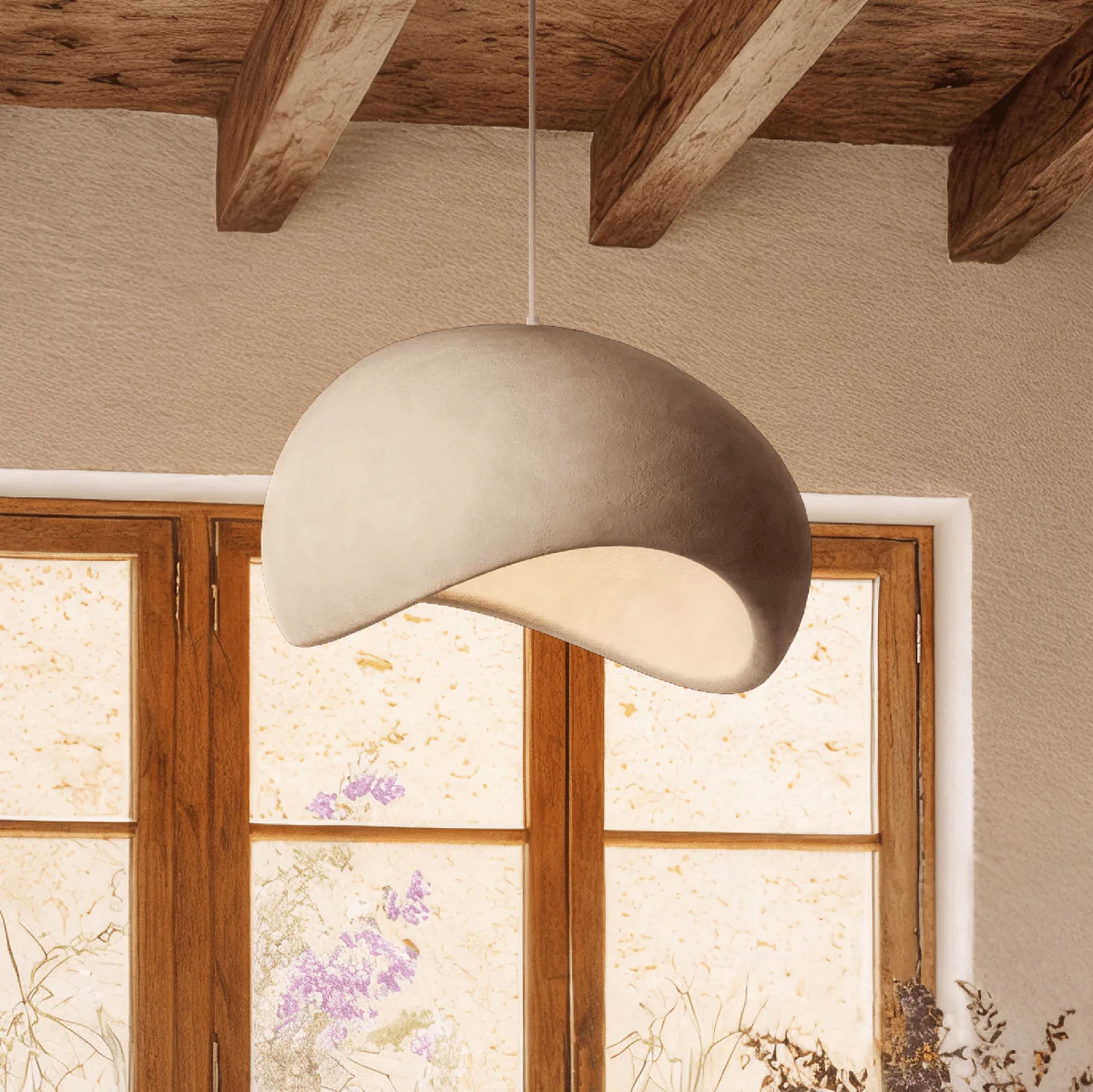 Ishi Dome Pendant Light - Off White Cloud - L32" (80) -