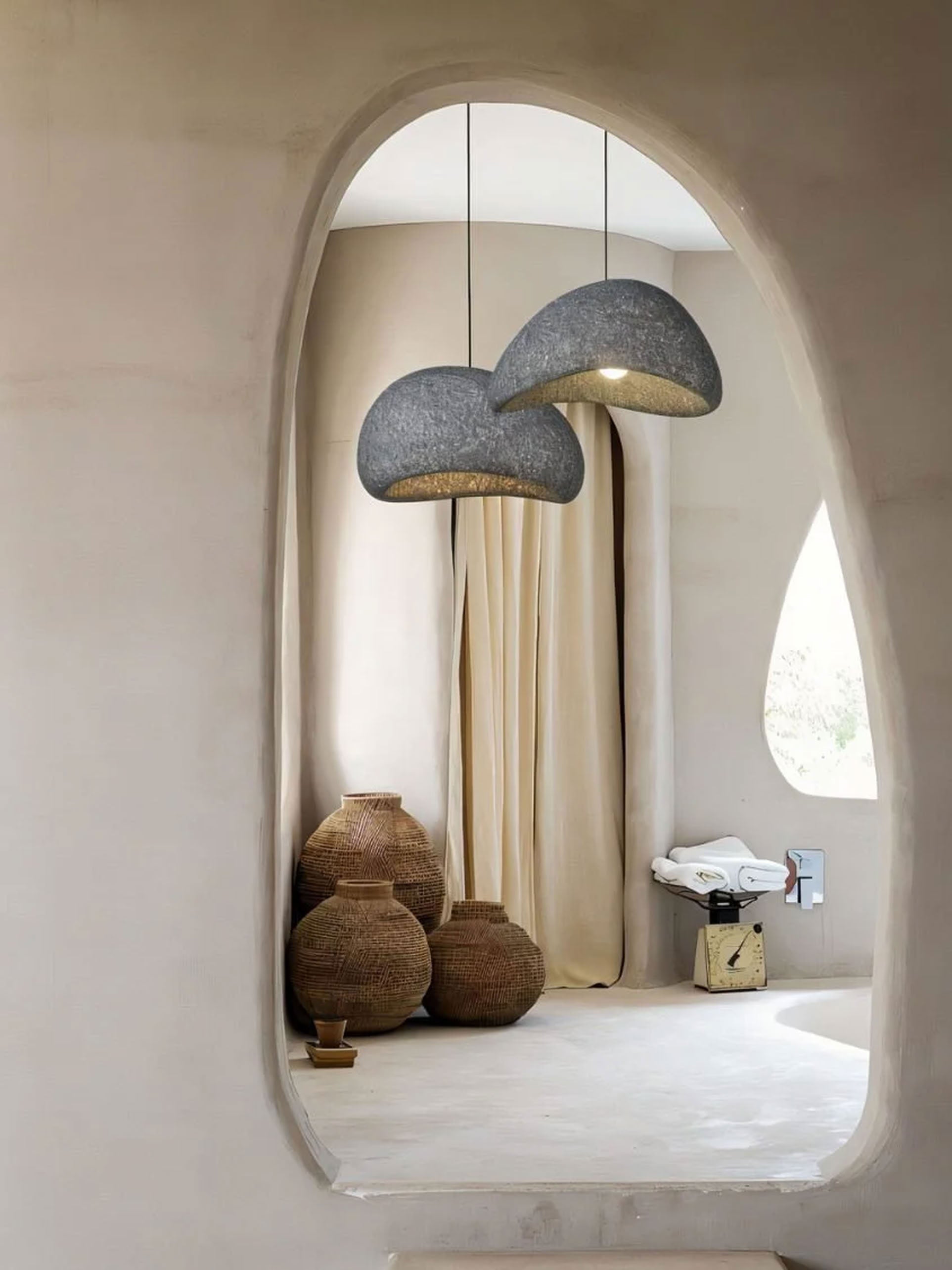 Wabi Dome Pendant Light - Cone Mars Red - L32"(80cm) - Cool White (6000K)