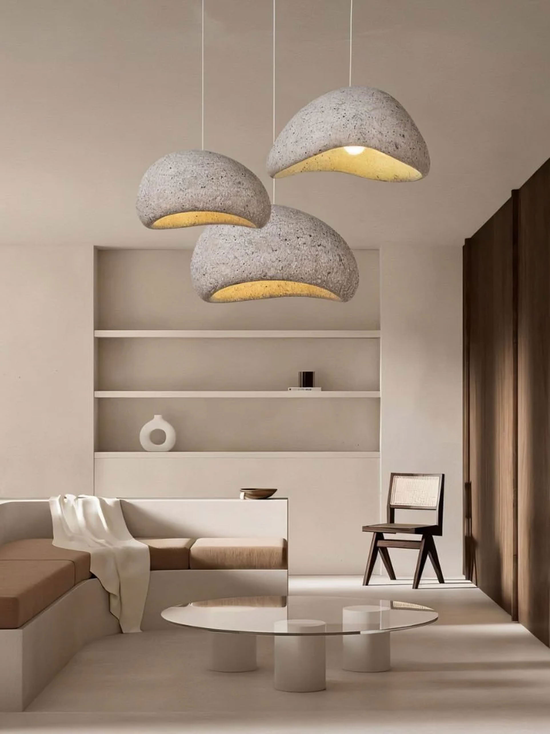 Wabi Dome Pendant Light - Cone Mars Red - L32"(80cm) - Cool White (6000K)