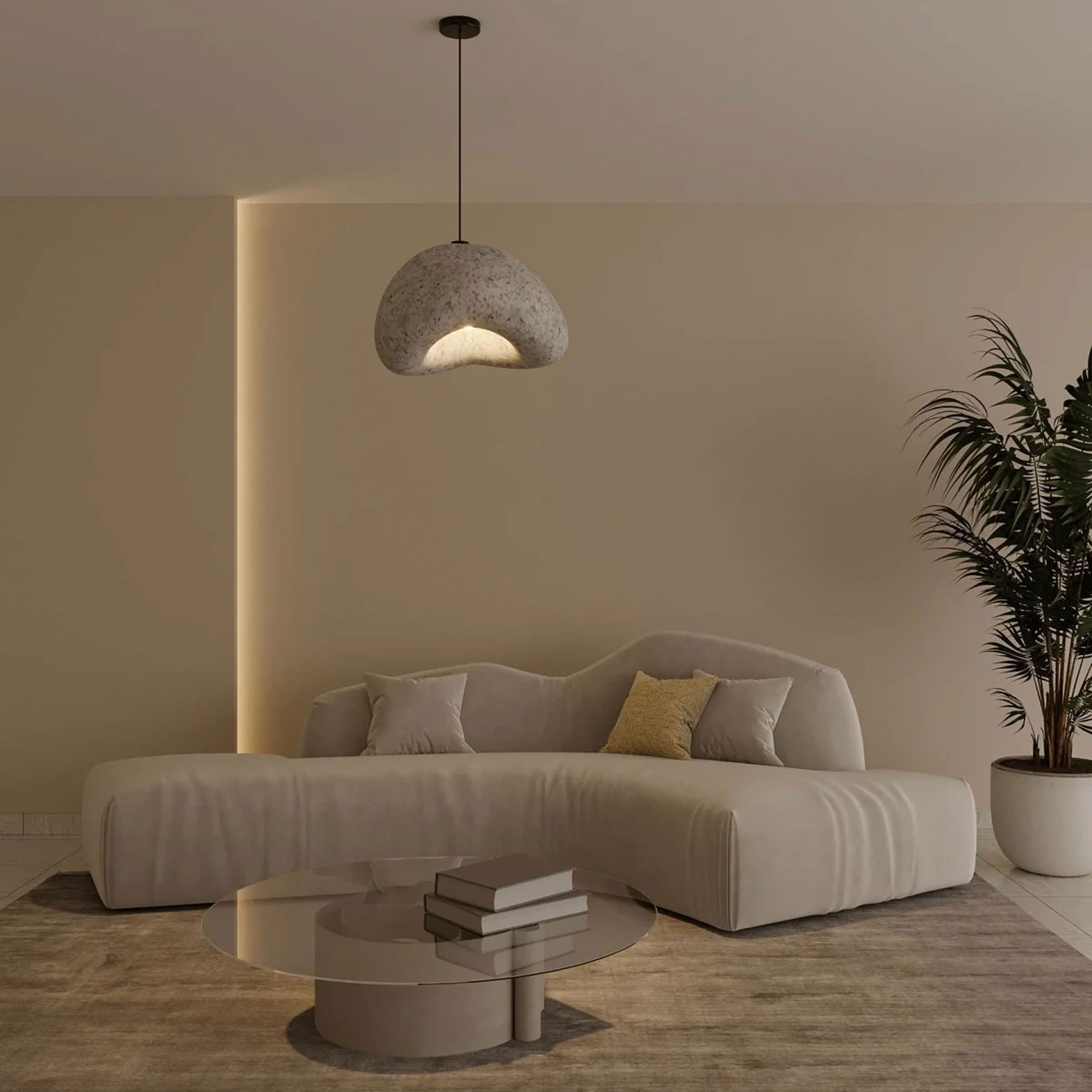 Wabi Dome Pendant Light - Cone Mars Red - L32"(80cm) - Cool White (6000K)