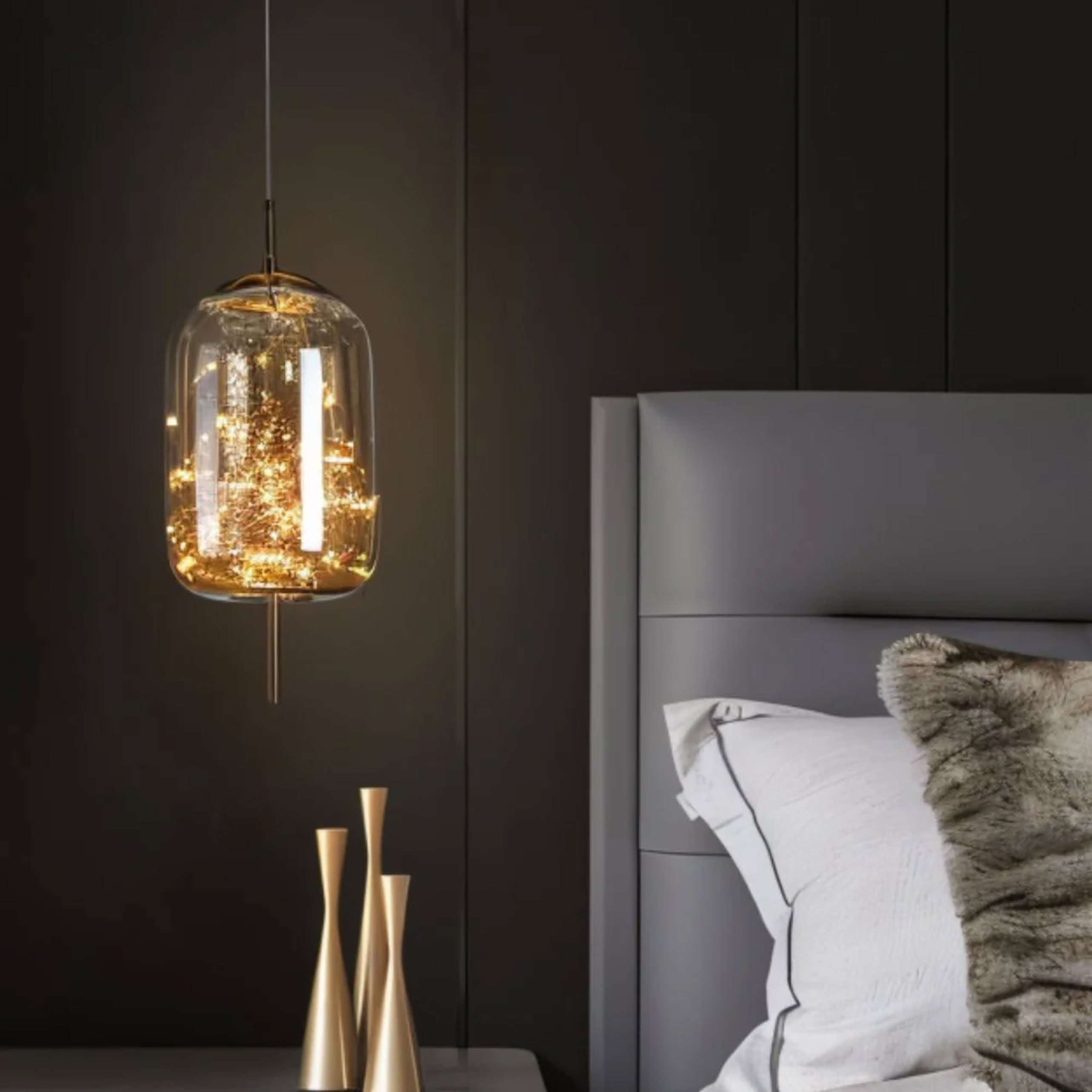 Hoshi Pendant Light - D - Smoky Gray: D7"(18cm) x H10.2"(26cm) - Cool White (6000K) -