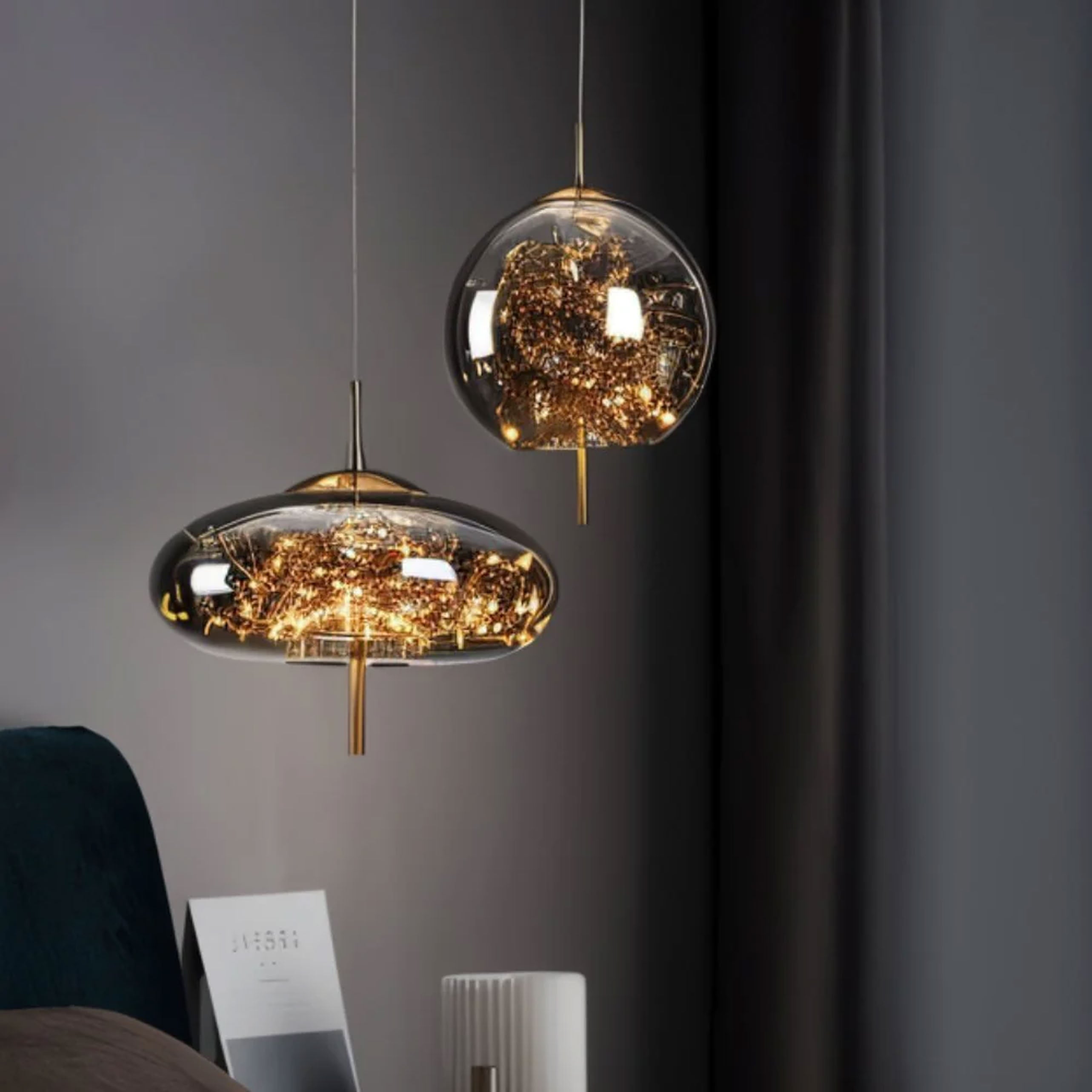 Hoshi Pendant Light - D - Smoky Gray: D7"(18cm) x H10.2"(26cm) - Cool White (6000K) -