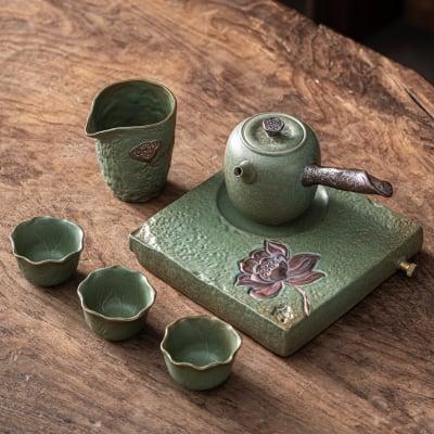 Rin Lotus Side Grip Kung Fu Teapot Set