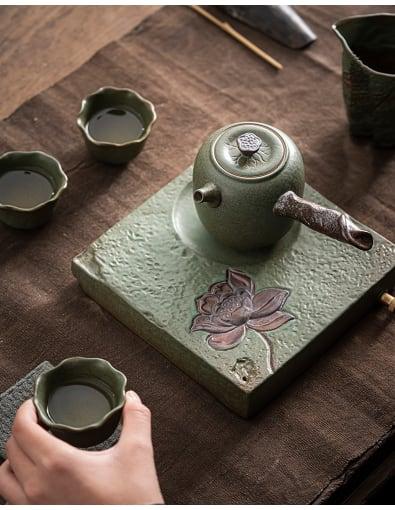 Rin Lotus Side Grip Kung Fu Teapot Set