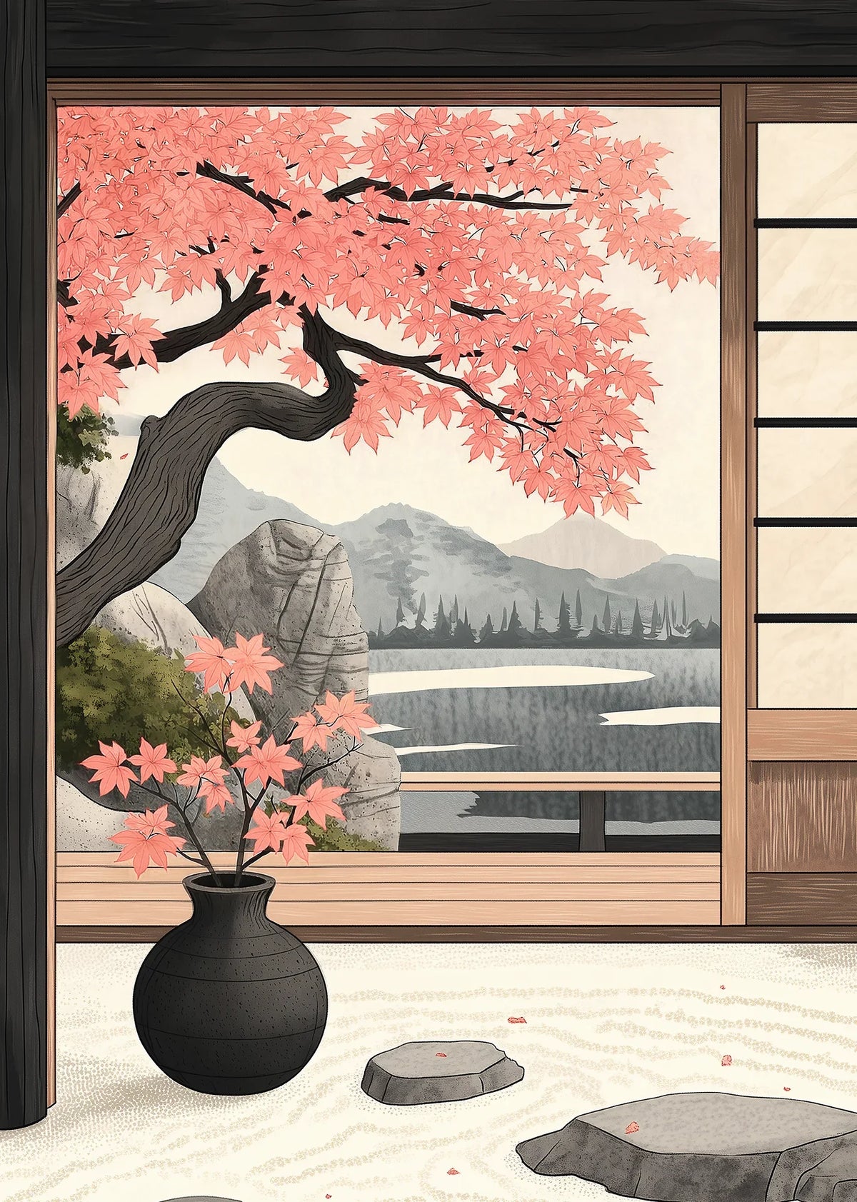 Akari Zen Garden Art Print