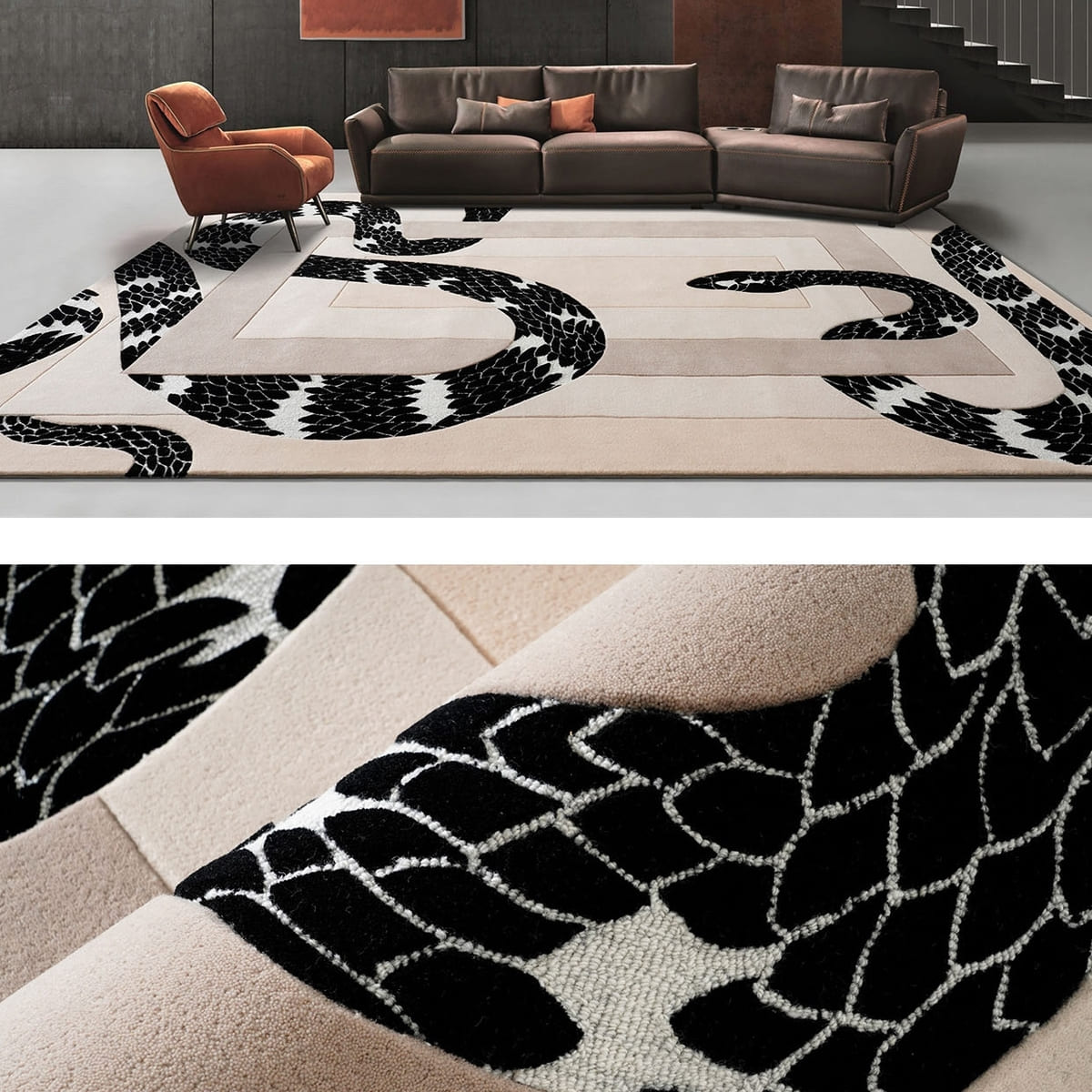 Kaze Rattlesnake Wool Rug