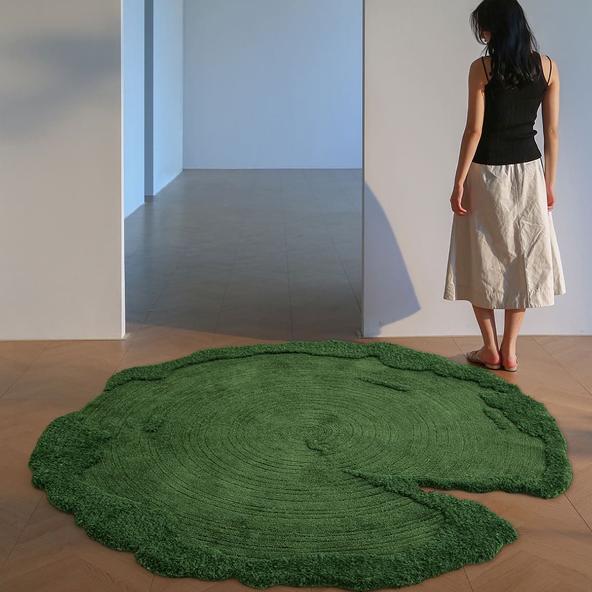Raku Round Green Rug