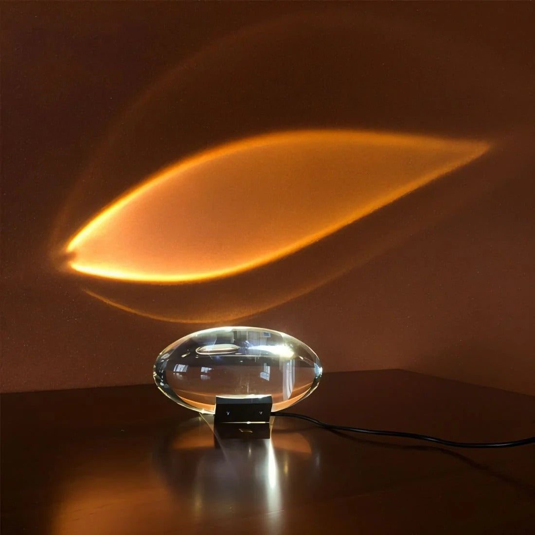 Lume prism table lamp lighting on shelf
