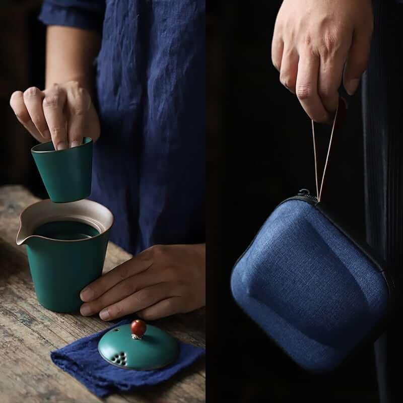 Saki Pottery Glaze Travel Tea Set - 3 pcs