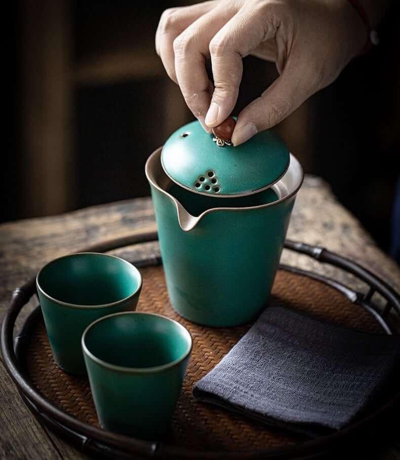 Saki Pottery Glaze Travel Tea Set - 3 pcs