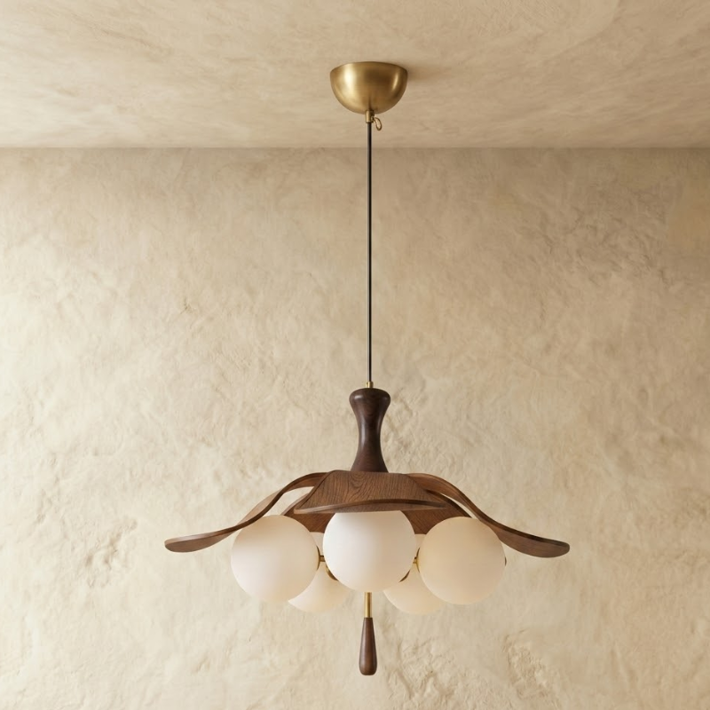 La Lumière Vintage French Wood Chandelier
