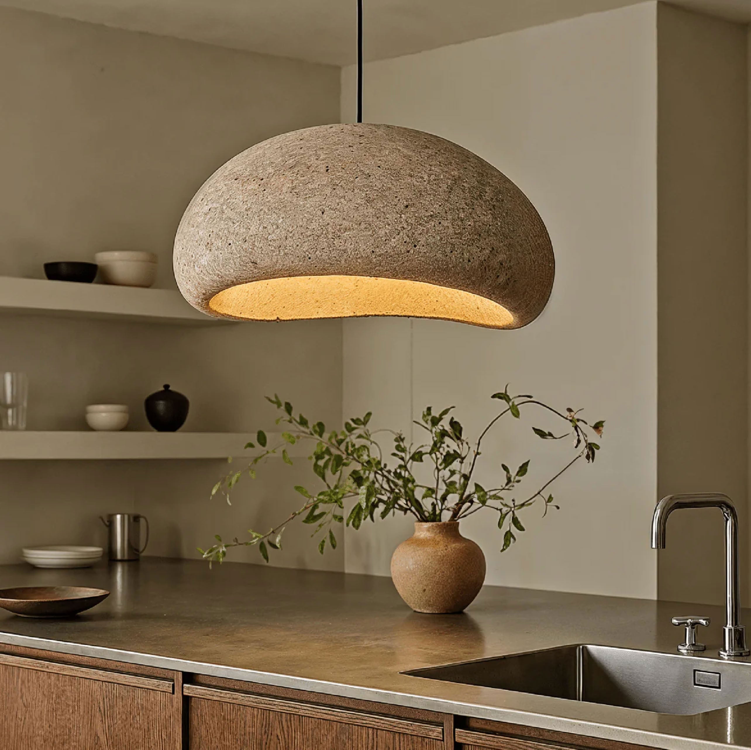 Wabi Dome Pendant Light - Cone Mars Red - L32"(80cm) - Cool White (6000K)