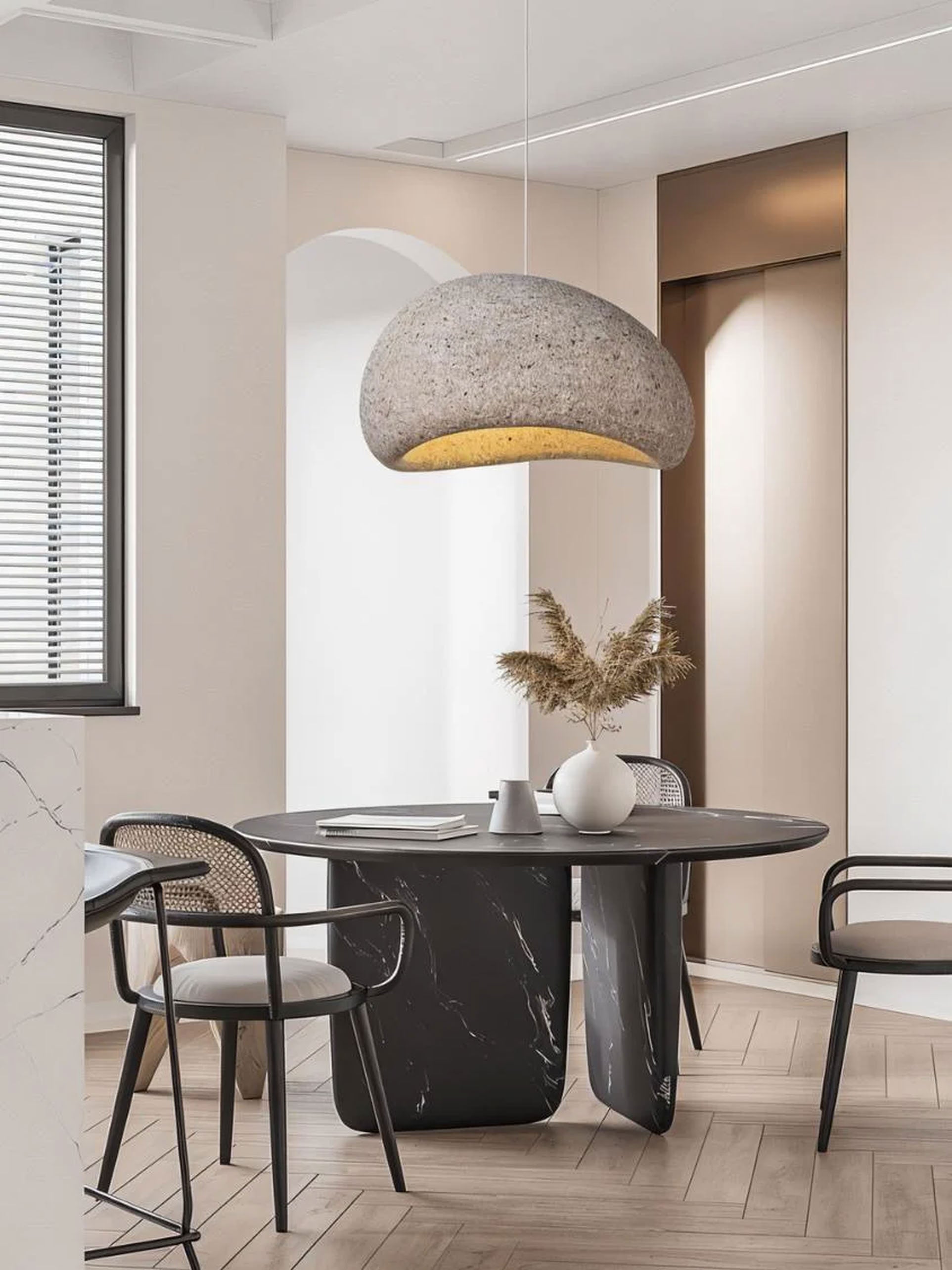 Wabi Dome Pendant Light - Cone Mars Red - L32"(80cm) - Cool White (6000K)