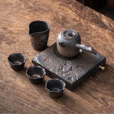 Rin Lotus Side Grip Kung Fu Teapot Set