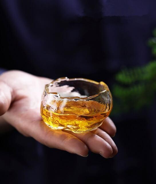 Takeru Thick Hammer Pattern Small Glass Teacup - 6 pcs