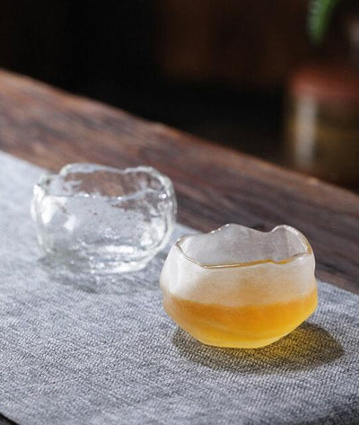 Takeru Thick Hammer Pattern Small Glass Teacup - 6 pcs