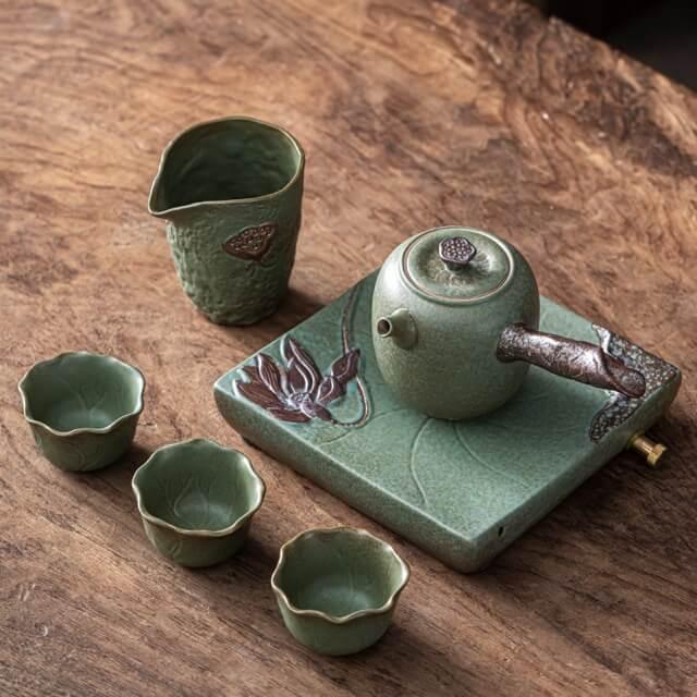 Takumi Lotus Side Grip Kung Fu Teapot Set