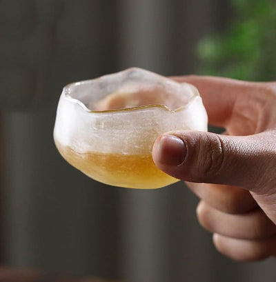 Takeru Thick Hammer Pattern Small Glass Teacup - 6 pcs