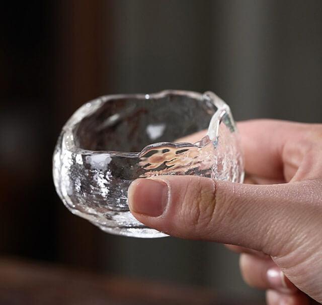 Takeru Thick Hammer Pattern Small Glass Teacup - 6 pcs