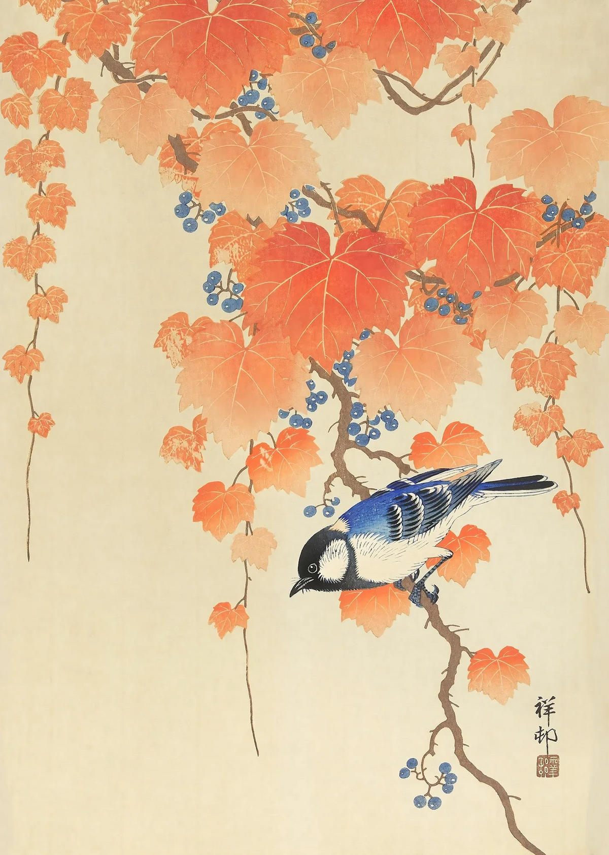 Aki Bird and Ivy Art Print