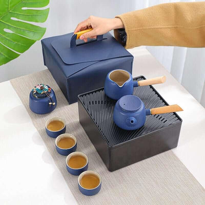Renji Black Pottery Travel Tea Set