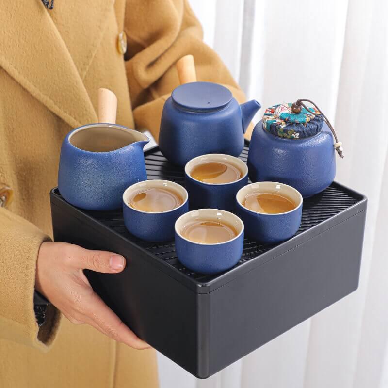 Renji Black Pottery Travel Tea Set