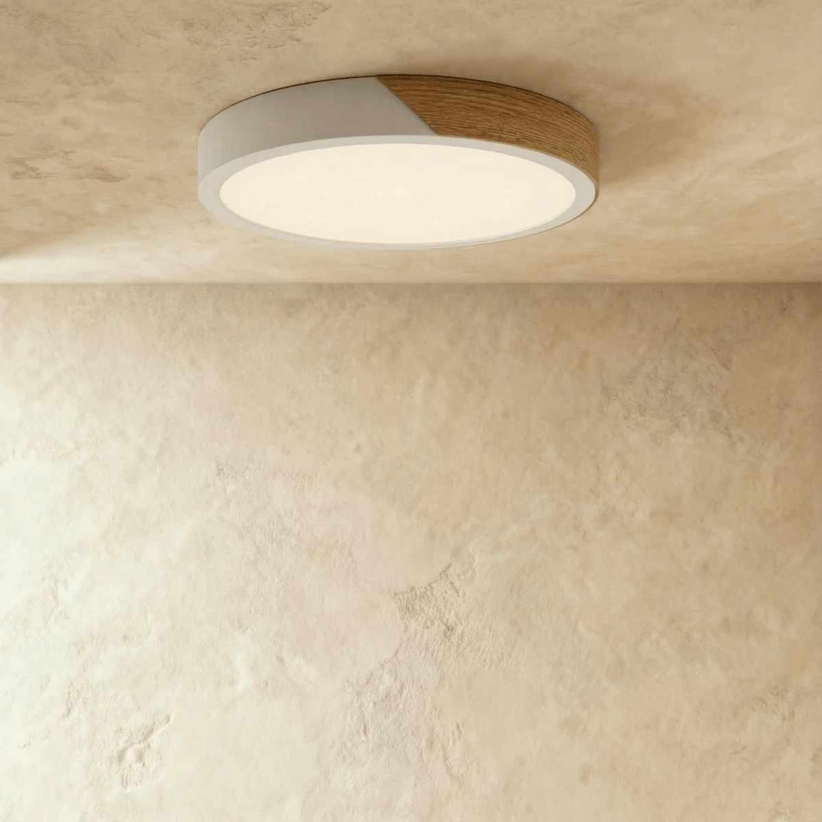 Nara ceiling light wood and metal frame detail