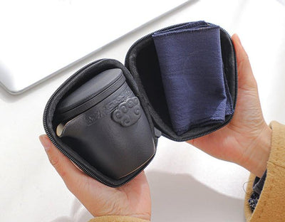 Takumi Portable Black Pottery Kung Fu Tea Set