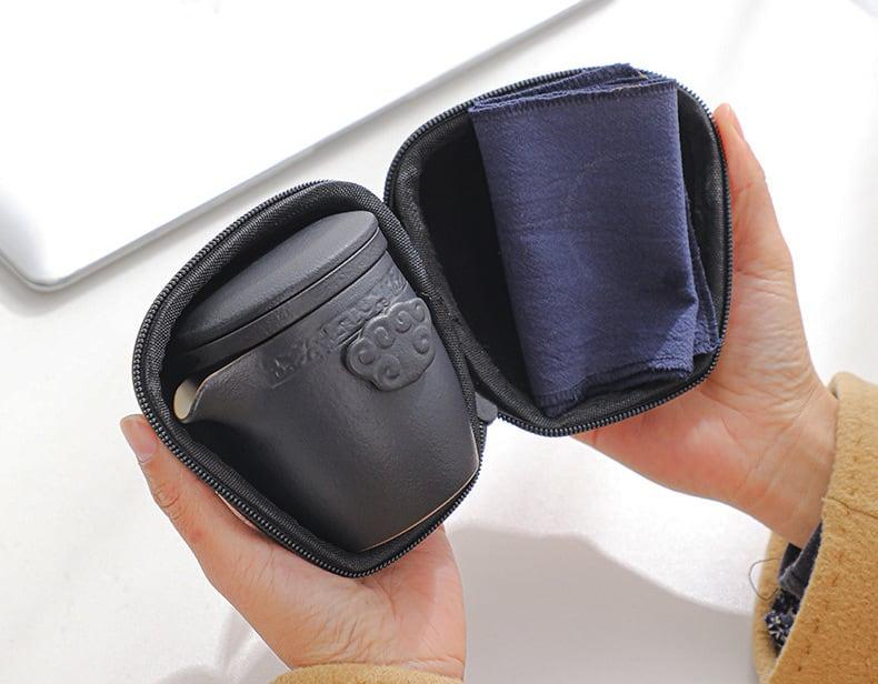 Takumi Portable Black Pottery Kung Fu Tea Set