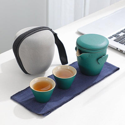 Takumi Portable Black Pottery Kung Fu Tea Set